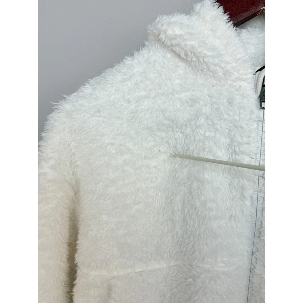 The North Face Fleece Hoodie Girls L 12 Cream High Pile Full Zip Jacket